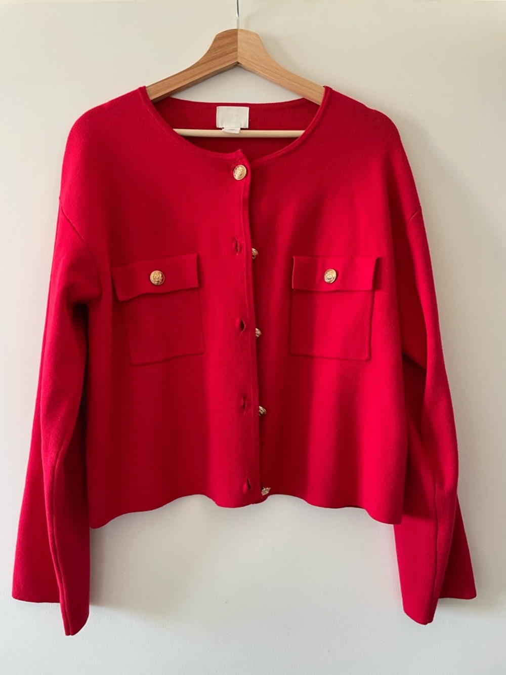 H&M Red Cardigan with Gold Buttons